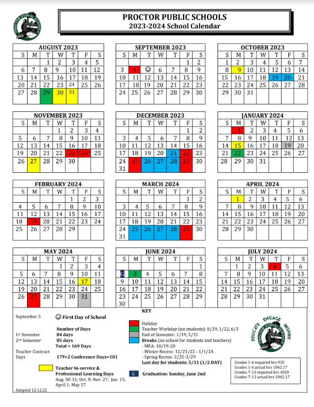 Proctor District 2023-24 Calendar